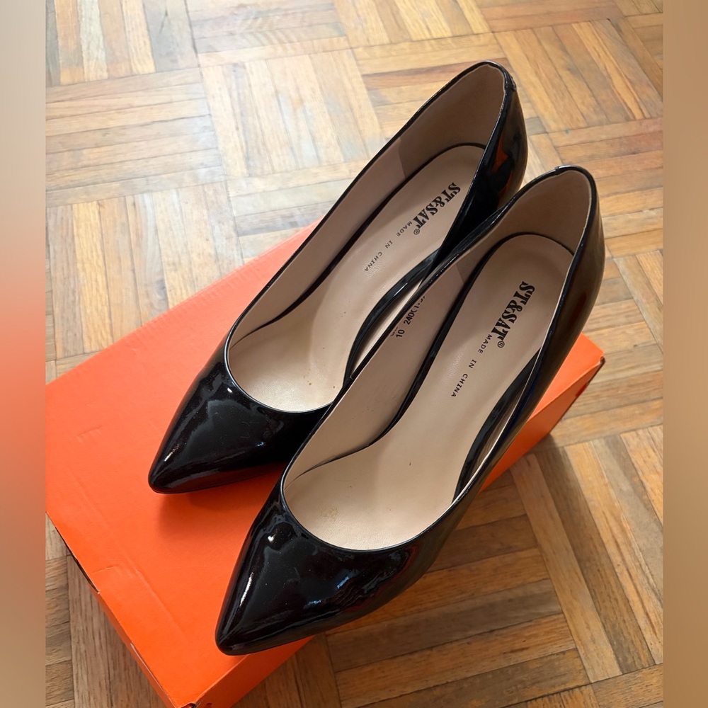Sleek Black Patent Leather Heels